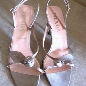 Prada gold fabric sandals, pre-owned